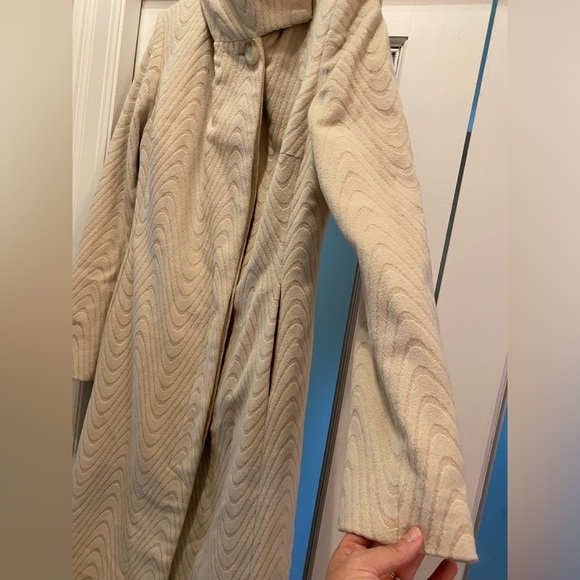 Paul Ho Haute Couture bodycon taupe lambswool angora full length coat. Size M - Picture 6 of 17